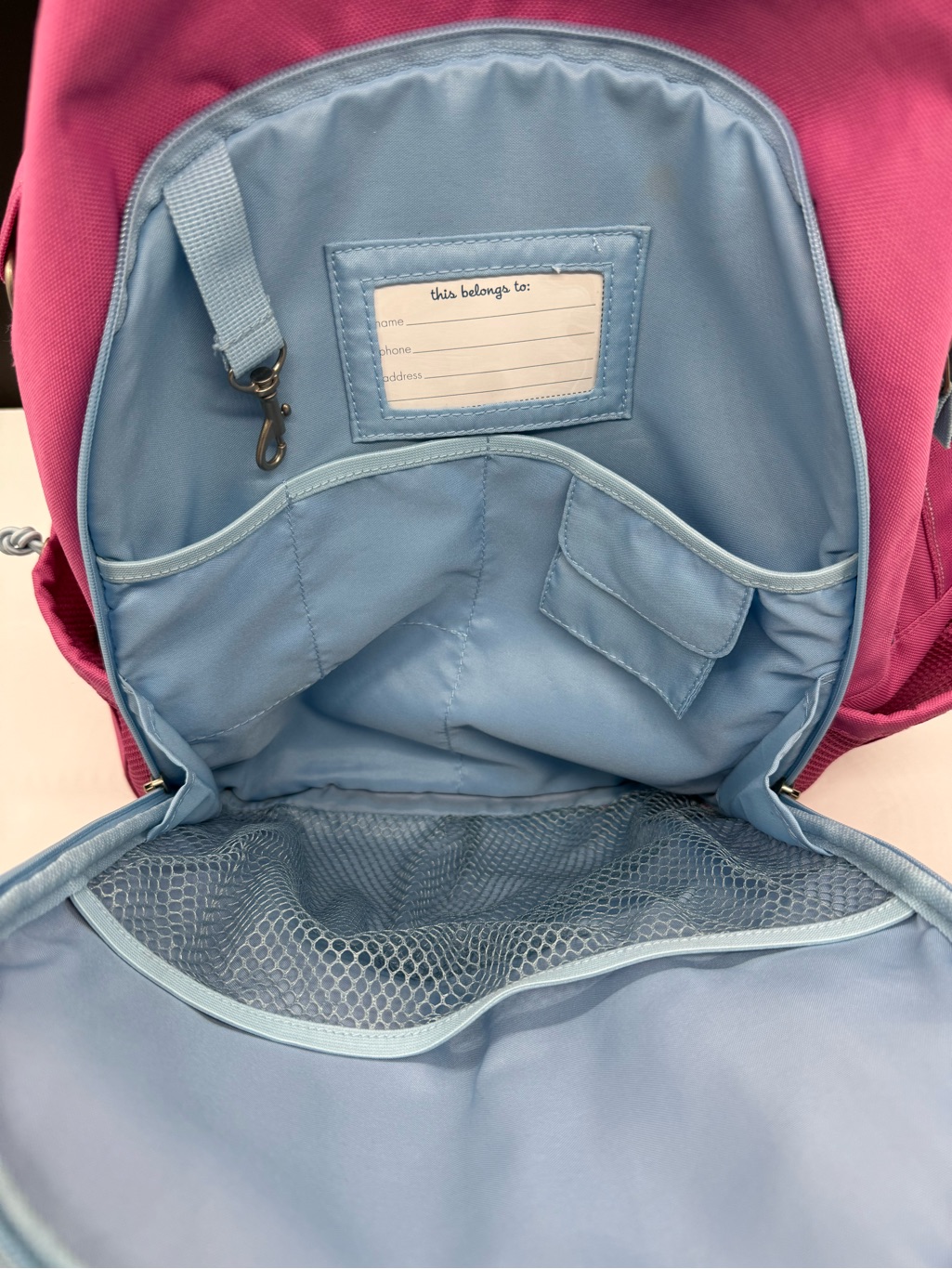Pottery Barn Kids Pink Backpack With Light Blue Trim- Like New — image 5 of 8